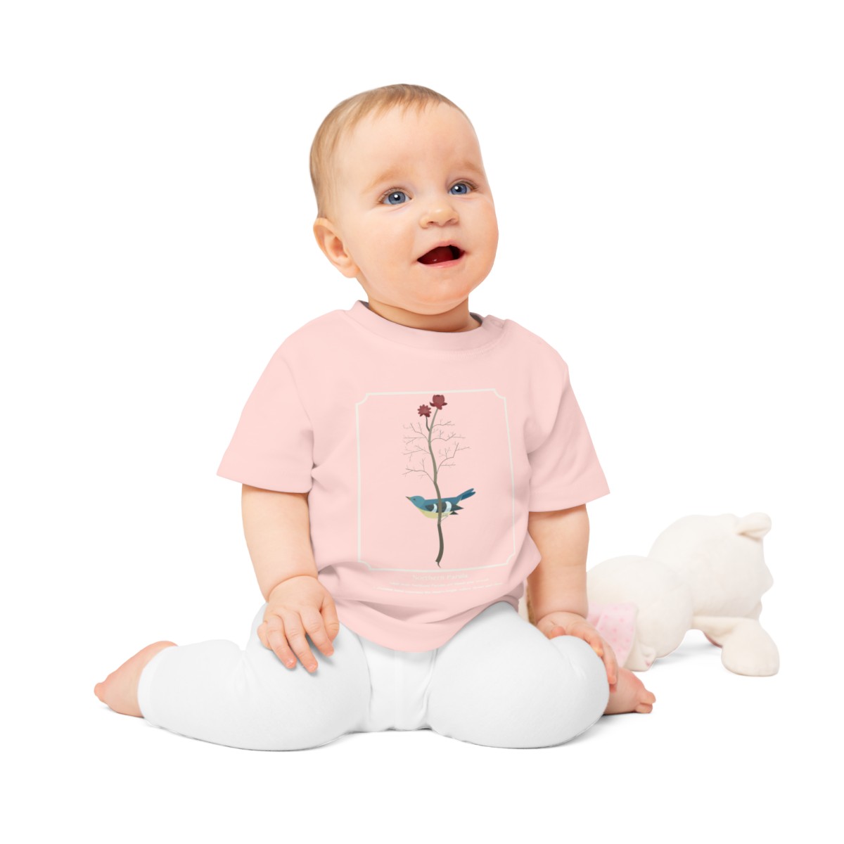 t shirt bambini da 0 a 3 anni in cotone organico con illustrazione uccellino parula del nord 1750243115 35257