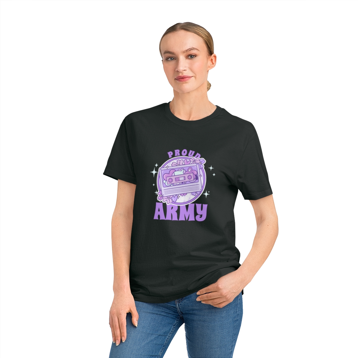 t shirt donna in cotone organico con cassetta anni 90 proud army 1719051191 53700