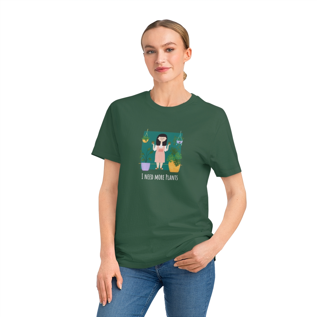 t shirt donna in cotone organico con piante i need more plants 1750243393 53118