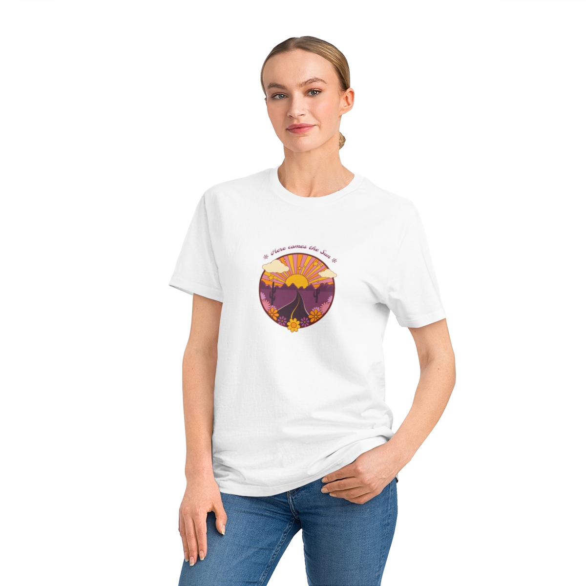 t shirt donna in cotone organico here comes the sun 1750243669 51784