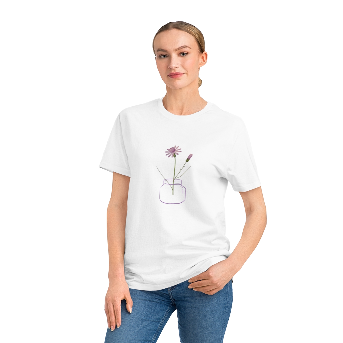 t shirt donna in cotone organico illustrazione fiore minimalista 1718995003 48959