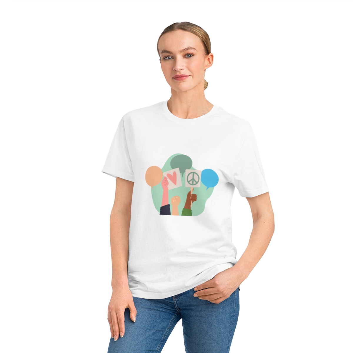 t shirt donna in cotone organico pace positivita e armonia 1750243670 52545