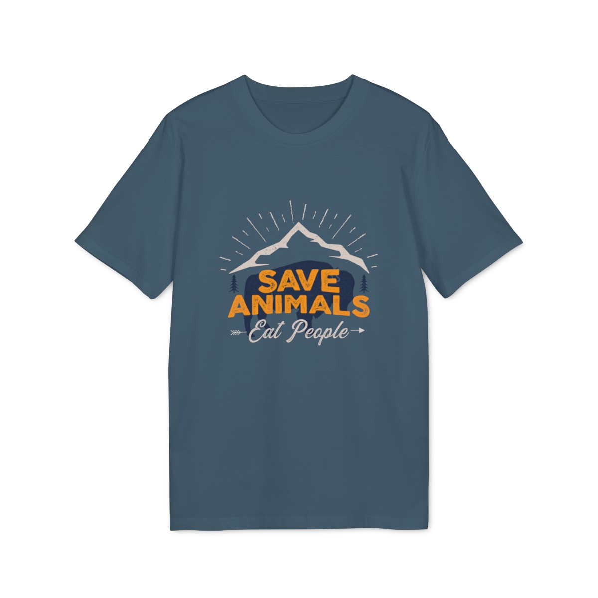 t shirt unisex in cotone organico con bufalo save animals eat peaple 1750246585 15958