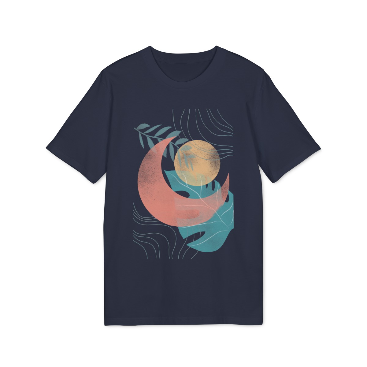 t shirt unisex in cotone organico con illustrazione astratta luna e natura 1718999514 51071