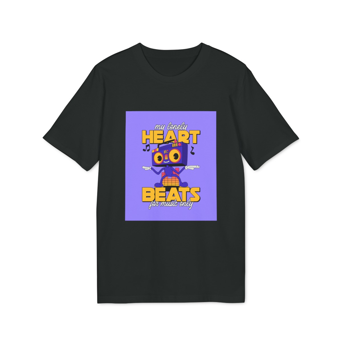 t shirt unisex in cotone organico con stereo anni 90 my lonely heart beats for music only 1719054146 54235