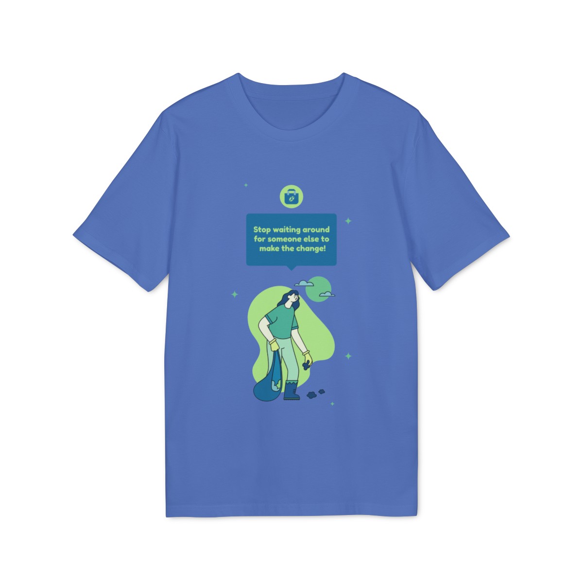 t shirt unisex in cotone organico stop waiting around to make the change 1750244317 28590