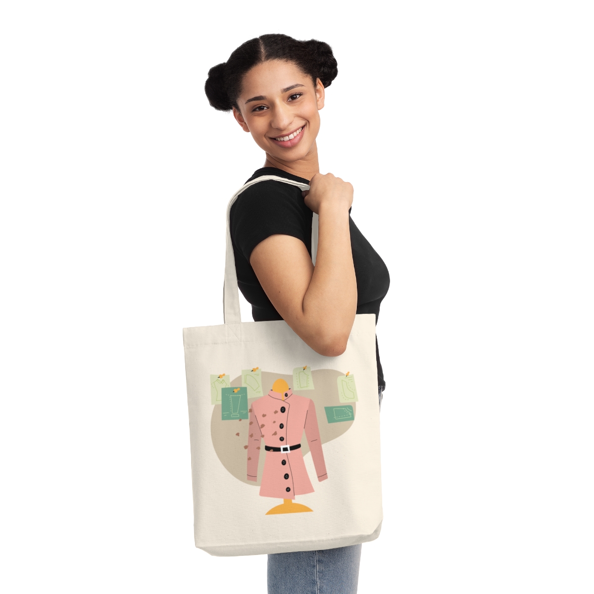 tote bag in cotone e poliestere riciclati con manichino da sarta 1750243011 30135