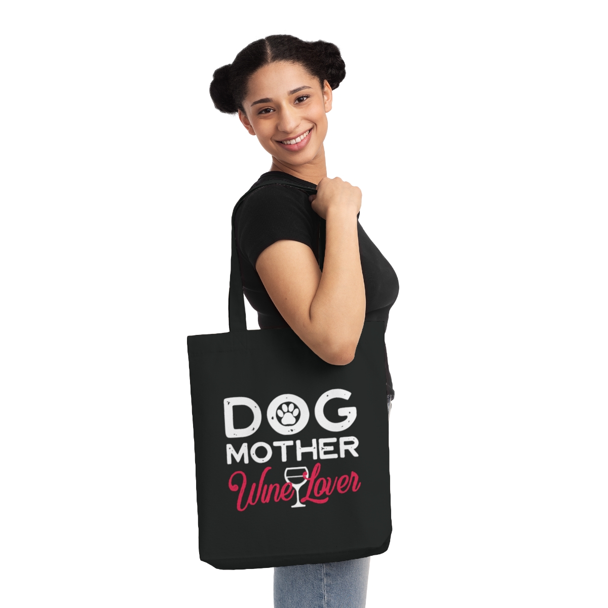 tote bag in cotone e poliestere riciclati dog mother wine lover 1750243010 30219