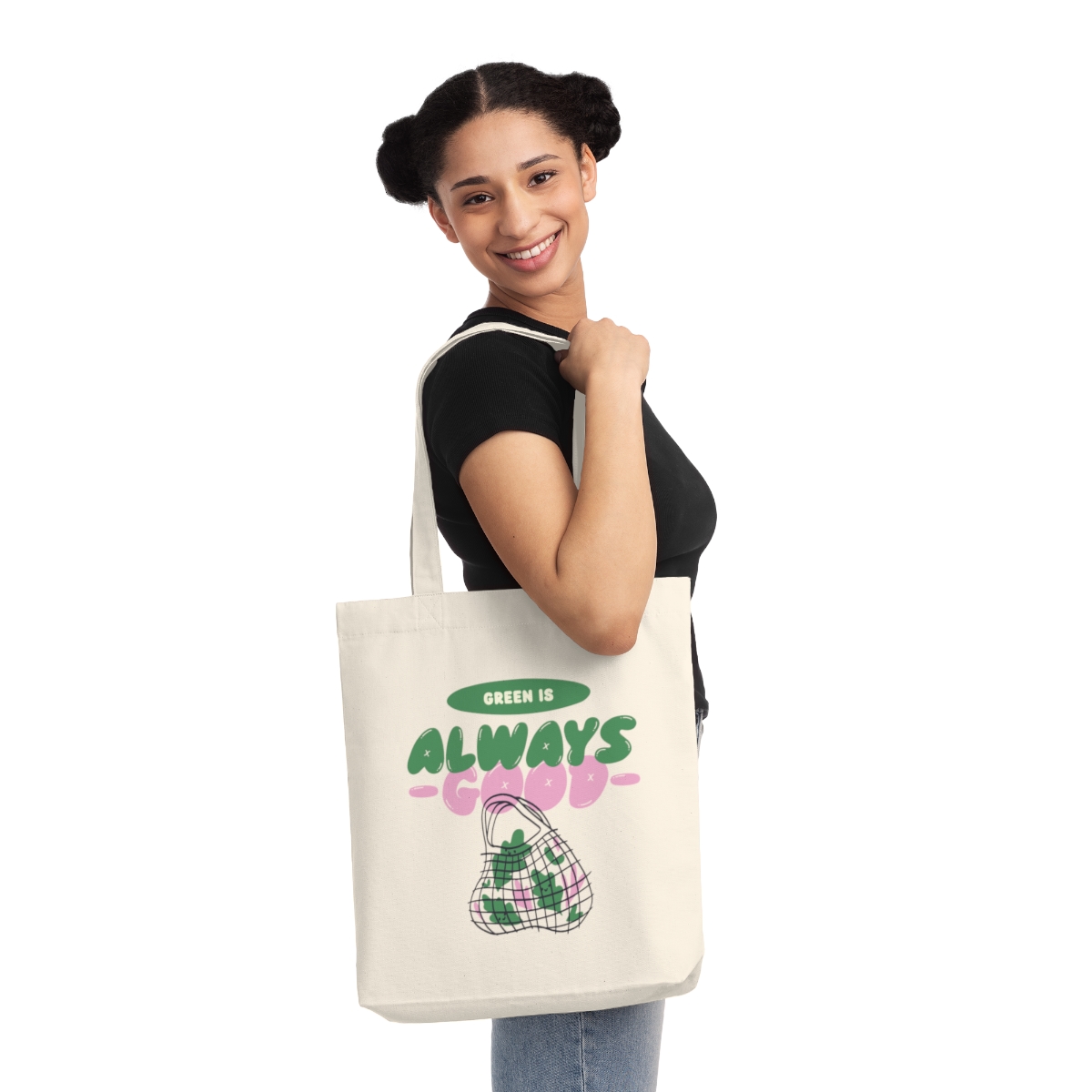 tote bag in cotone e poliestere riciclati green is always good 1750243011 30148