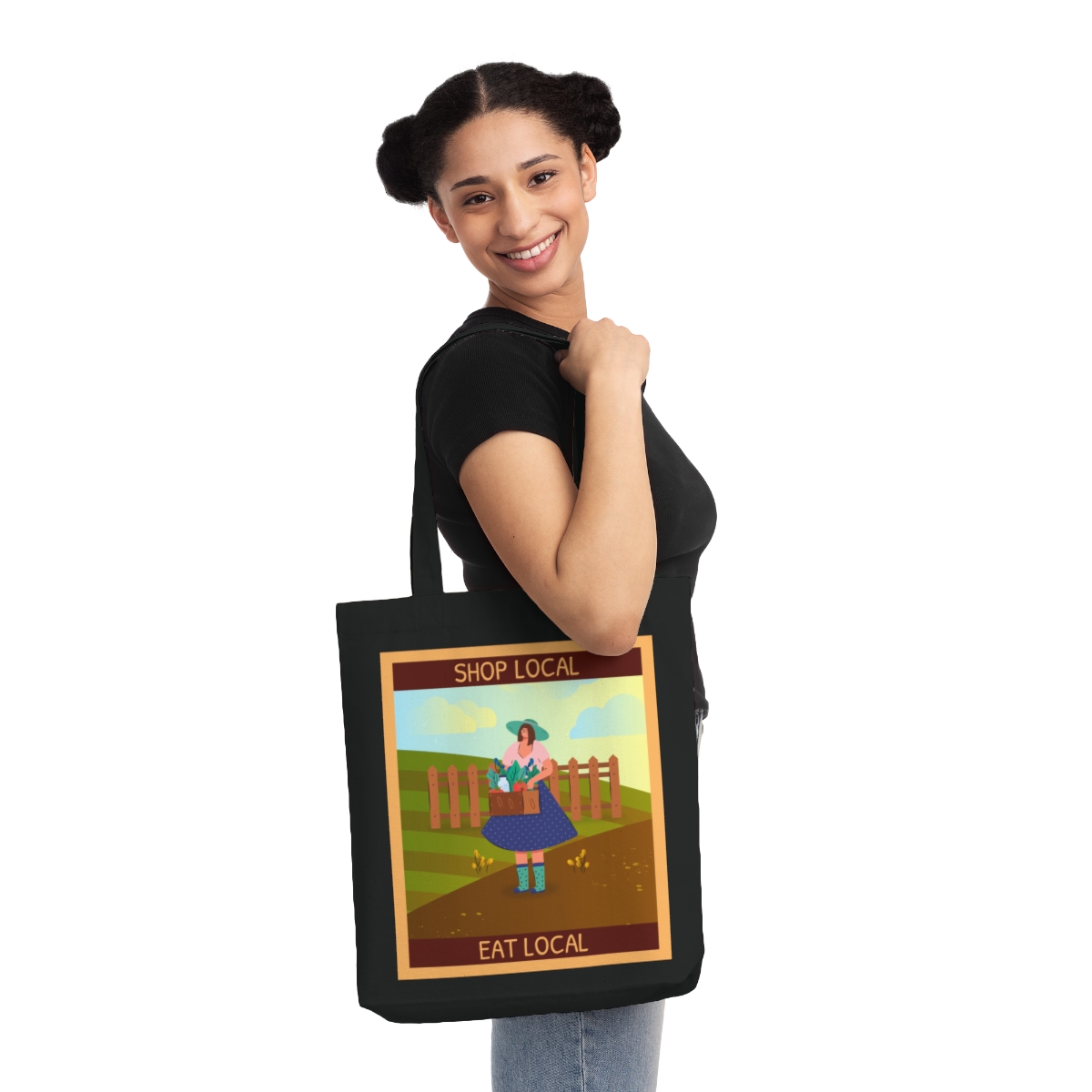 tote bag in cotone e poliestere riciclati shop local eat local 1750243011 30160