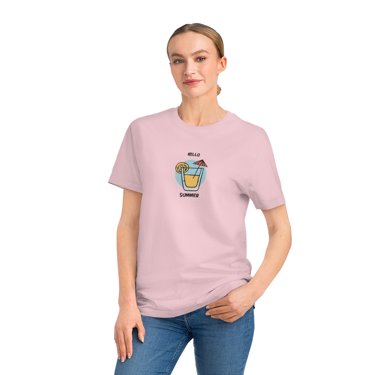 t shirt donna in cotone organico con cocktail hello summer 1750243387 56471